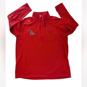 Red Quarter-Zip Pullover with Logo